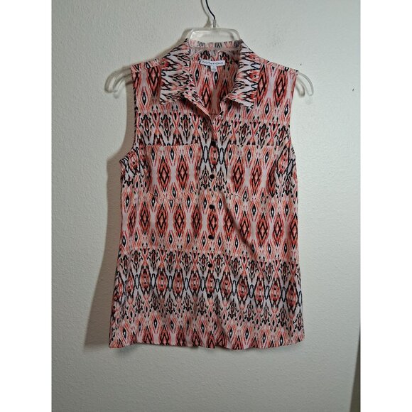 Notations Blouse Sleeveless Tank Top IKat Aztec Tribal Business Casual Sz Small - Picture 1 of 7